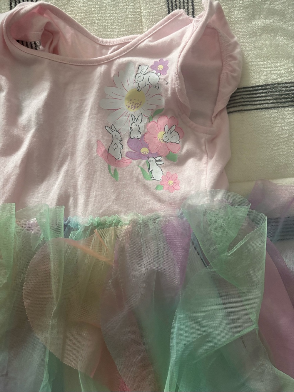 Pink Bunny Floral Tulle Dress 3t